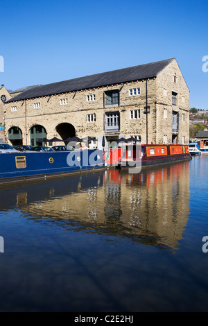 Old Salt Warehouse at Canal Wharf Sowerby Bridge West Yorkshire England Stock Photo