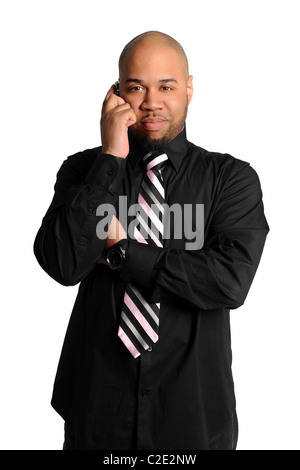 African American man using cellphone isolated over white background Stock Photo