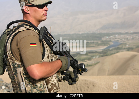 A Bundeswehr soldier of the ISAF patrol, Feyzabad, Afghanistan Stock Photo
