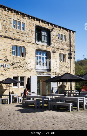 Old Salt Warehouse at Canal Wharf Sowerby Bridge West Yorkshire England Stock Photo