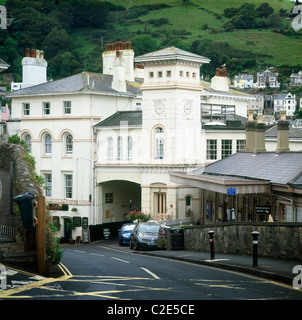 Kingswear railway station and Royal Dart Hotel, the terminus of the Paignton and Dartmouth Steam Railway, Devon, England Stock Photo