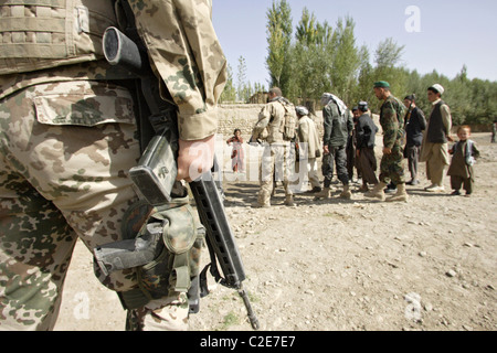 Bundeswehr soldiers of the ISAF patrol, Feyzabad, Afghanistan Stock Photo