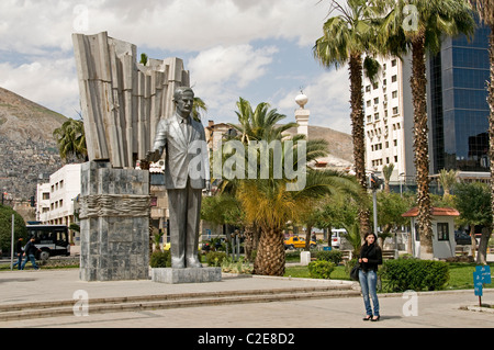 A statue of former Syrian President Hafez al Assad Central Damascus modern Town City Syria Syrian Stock Photo