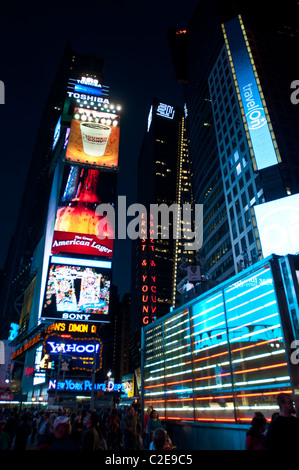 One Time Square electronic billboard building, Manhattan, New York, USA, Coca-Cola, Samsung, HSBC, New York City, NYC, Stock Photo