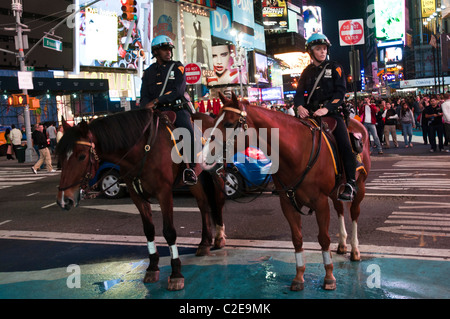 New York City Police Department Mounted Unit on Times Square, Manhattan, New York City, USA Stock Photo