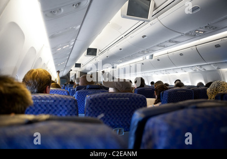 Interor of a passenger airplane - commercial airline Stock Photo
