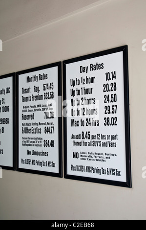 Parking Garage Rates Sign in NYC, 2021, USA Stock Photo - Alamy