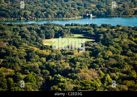 Aerial view of Central Park with Great Lawn, Jacqueline Kennedy Reservoir, Manhattan New York City, USA Stock Photo