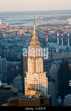 Chrysler building during sunset seen from Empire State building Observation Desk, Manhattan, New York City, USA, spectacular Stock Photo