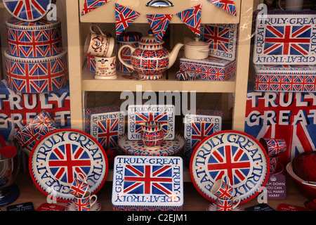 Shop window display of Royal Wedding Memorabilia Stock Photo