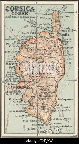 Map of Corsica Stock Photo