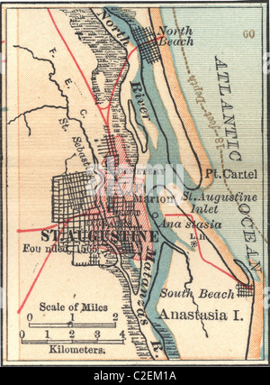 Map of St. Augustine, Florida Stock Photo