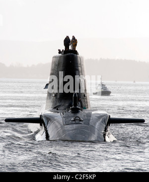 HMS Astute, the Royal Navy's latest nuclear submarine sail up Gareloch ...