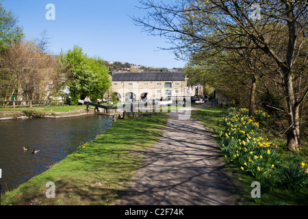 Lock No 1 Rochdale Canal Sowerby Bridge West Yorkshire England Stock Photo