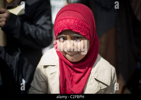 Several thousand peace activists march down Broadway from Union Square in New York Stock Photo