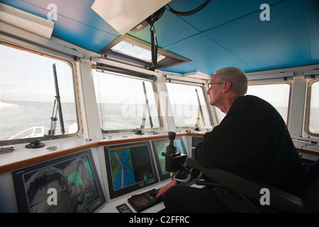 the Wind Transporter, a brand new support vessel that is used to transport workers to the Walney offshore wind farm Stock Photo