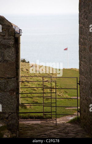 Kissing gate by the Marisco Tavern on Lundy Island, Devon, England UK in March Stock Photo