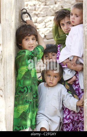 Children who lost their mother and two siblings, Kanam, Afghanistan Stock Photo