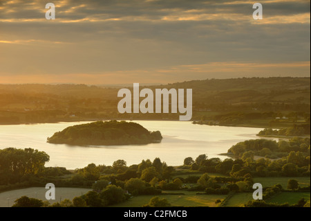 Golden light hitting the waters of Chew Valley Lake, North Somerset. Stock Photo