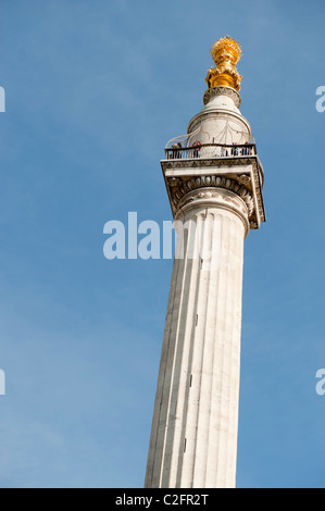 The Monument. A memorial to the Great Fire of London in 1666. Designed by Sir Christopher Wren. London, England, UK. Stock Photo