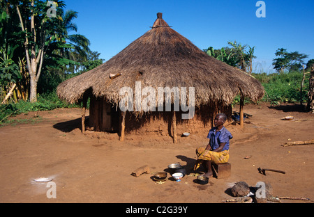 Aleogi Village  Congo Stock Photo