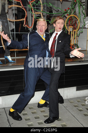 The Fast Show crew Mark Williams and Paul Whitehouse Switching on the Christmas lights at Stella McCartney's shop London, Stock Photo