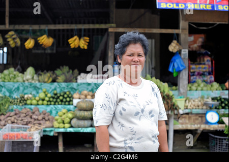 Filipina Lady at Farm Store Cebu Philippines Stock Photo