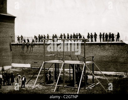 Washington, District of Columbia. Execution of the conspirators: View of the scaffold Stock Photo