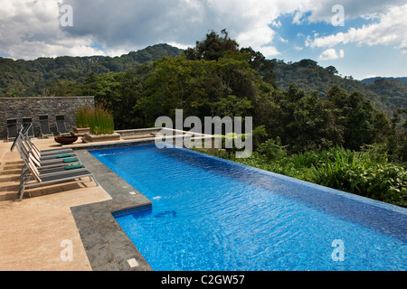 swimming pool in five star luxury Nyungwe Forest Lodge, Parc National de Nyungwe, Rwanda, Africa Stock Photo