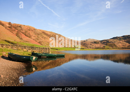 Watendlath, Cumbria, England, UK. View of reflections of the fells in Watendlath Tarn in the Lake District National Park Stock Photo