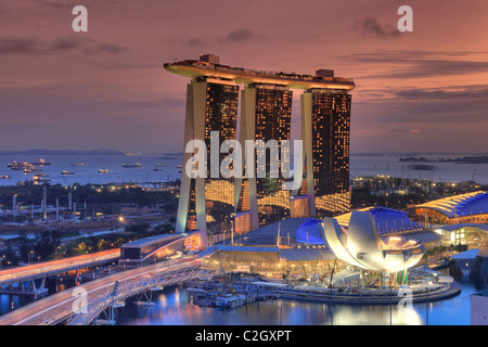 Singapore, Marina Bay Sands Hotel and Skypark Stock Photo