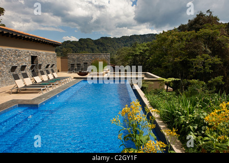 swimming pool in five star luxury Nyungwe Forest Lodge, Parc National de Nyungwe, Rwanda, Africa Stock Photo