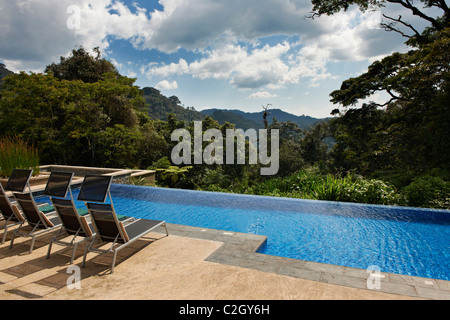 swimming pool in five star luxury Nyungwe Forest Lodge, Parc National de Nyungwe, Rwanda, Africa Stock Photo