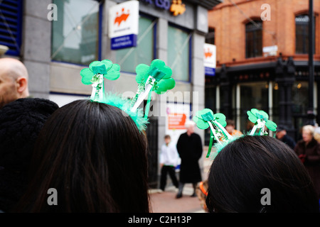 St Patricks Day Revellers on Grafton Street, Dublin, Ireland Stock Photo