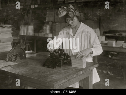 Stamping labels. Boston Index Card Co., Stock Photo
