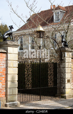 Decorative gates. Old style architecture design  Salisbury cathedral close England Uk Stock Photo