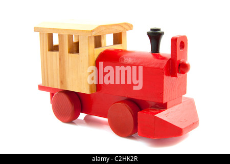 Train made of wood isolated over white Stock Photo