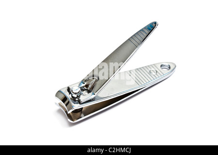 stainless steel nail clippers isolated on white background Stock Photo