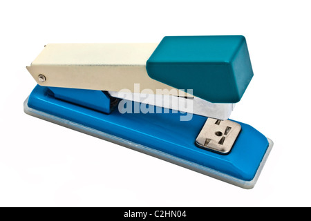 Blue stapler isolated on white background Stock Photo