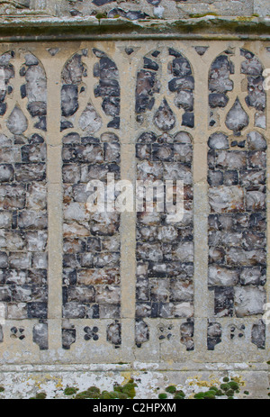 Knapped flint and stonework on an outer wall of St Mary's Church, Alburgh, Norfolk, East Anglia, England, UK, United Kingdom Stock Photo