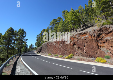 Mountain road in Teide National Park, Tenerife Spain Stock Photo