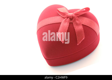 red gift box in heart shape Stock Photo