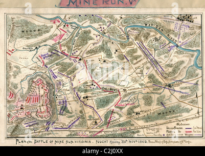 Plan of the battle of Mine Run, Virginia : fought Monday 30th November. 1863. Stock Photo