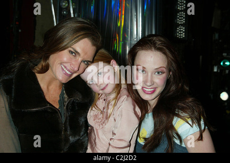 Brooke Shields, Rowan Francis Henchy with Sierra Boggess (Ariel) Brooke Shields & daughter Rowan Henchy visit the cast of the Stock Photo