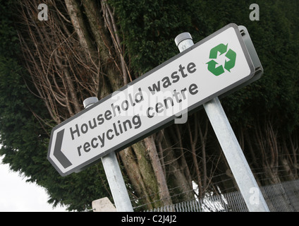 A sign showing a Household waste recycling centre, England, UK Stock Photo