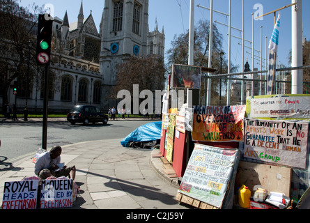 Peace camp in Parliament Square, London Stock Photo