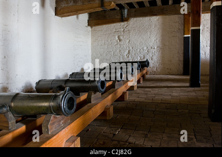 Cannon barrels stored in the gunpowder magazine at Upnor Castle.  Photograph by Gordon Scammell