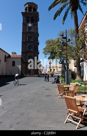 The bell tower of the Iglesia de la Concepcion in San Cristobal de La Laguna in Tenerife, Canary Islands, Spain Stock Photo