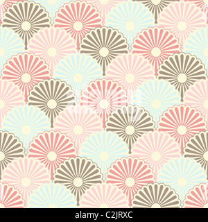 Seamless japanese vintage pattern in pastel colors Stock Photo