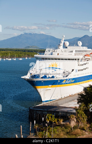 Cruise liner at Trinity Wharf with inlet in background. Cairns, Queensland, Australia Stock Photo